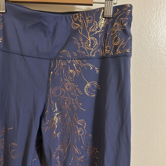 EUC Sweaty Betty Goddess Foil Leggings Crown Blue Bronze Full Length Size S - Picture 3 of 6